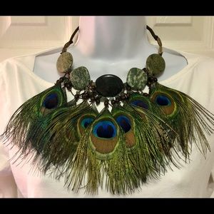Peacock Feathered Necklace.